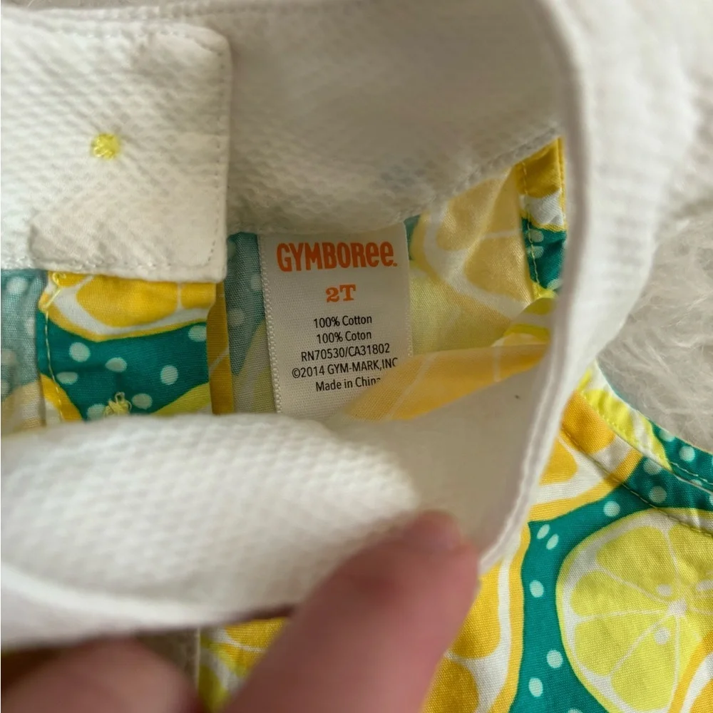 Gymboree Bright & Summery Yellow Lemon Citrus Print Dress with Teal Accents